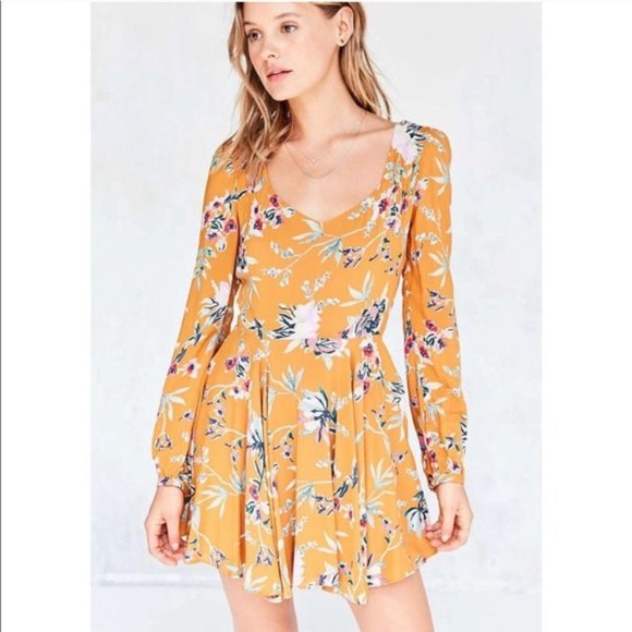 Urban Outfitters Yellow Floral Long Sleeve Dress - Picture 12 of 12